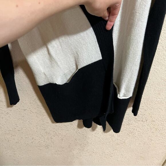 Vince black cream colorblock cashmere open cardigan sweater - Picture 4 of 9